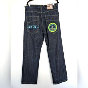 Y2K Red Ape Denim Company Contrast Stitch Patch Detail Embroidered Jeans 34x32